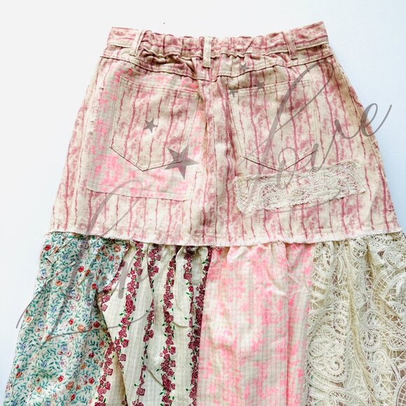POL Clothing Woven Patchwork Maxi Skirt In Mixed Floral Print NEW! - Picture 9 of 12